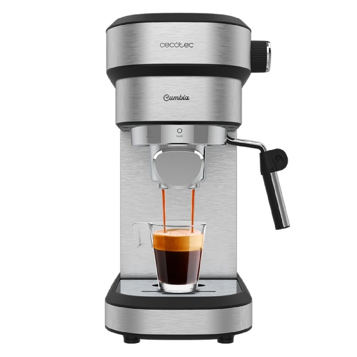 Cecotec máquina de café expresso com 20 bar, thermoblock, vaporizador e adequado para cápsulas de alumínio.