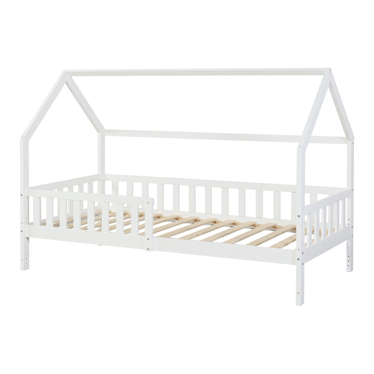 Cama de criança cabina ydre, pinho regulável em altura 90x200cm - branco [en.casa]