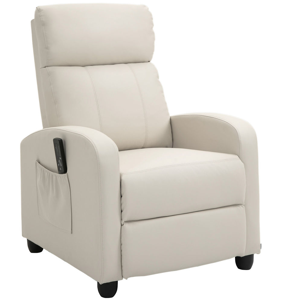 Homcom poltrona de massagem poltrona relax reclinável com 2 zonas de massagem 8 programas 5 níveis de intensidade e controlo remoto estofada em pu