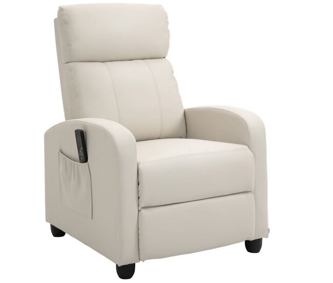 Homcom poltrona de massagem poltrona relax reclinável com 2 zonas de massagem 8 programas 5 níveis de intensidade e controlo remoto estofada em pu