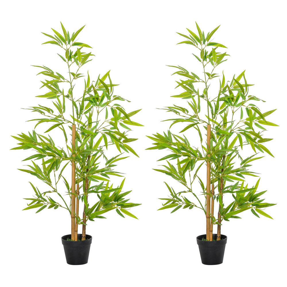 Conjunto de Plantas Artificiais PE, PP e cimento Outsunny