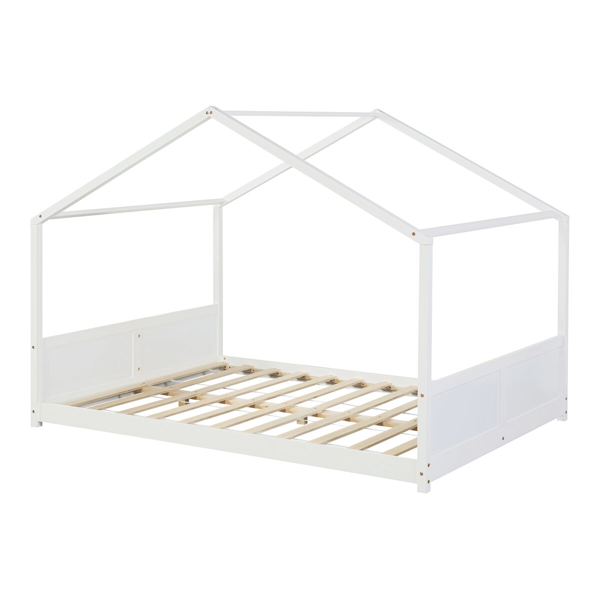 Cama de criança simo em forma de casa de pinho 120x200cm - branco [en.casa]