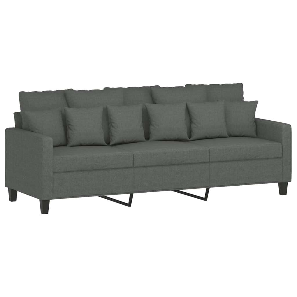 Vidaxl sofá de 3 lugares 180 cm tecido cinza-escuro