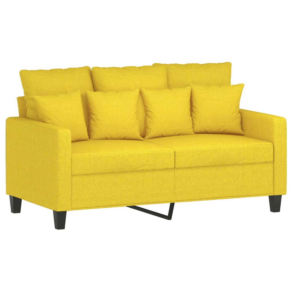 Vidaxl sofá de 2 lugares 120 cm tecido amarelo-claro