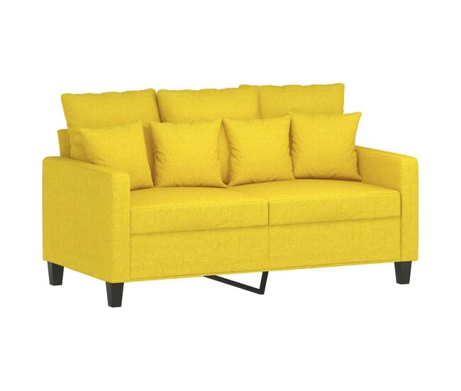 Vidaxl sofá de 2 lugares 120 cm tecido amarelo-claro
