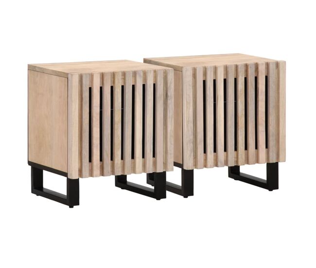 Vidaxl mesas de cabeceira 2 pcs 40x34x46cm mangueira branqueada maciça