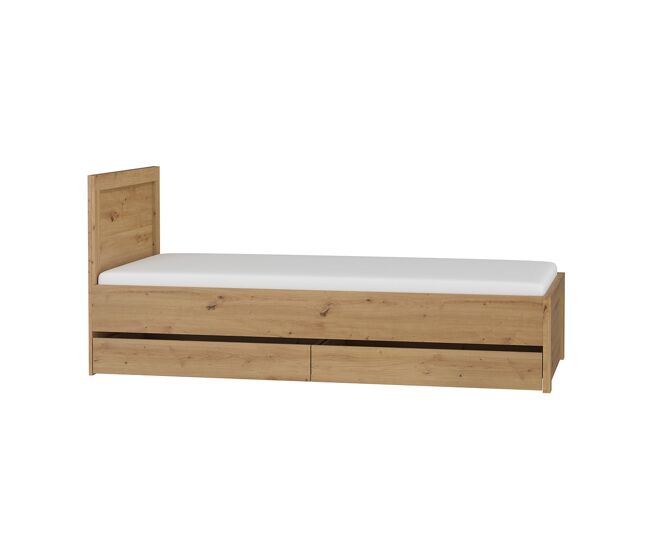 Cama 90x200 gavetas incluídas kasla madeira e antracite