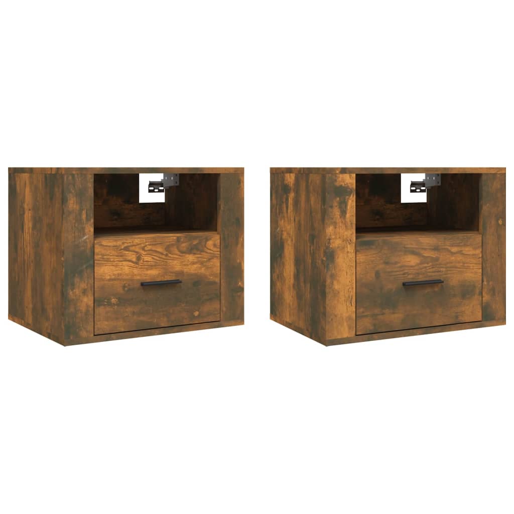 Vidaxl mesas de cabeceira parede 2 pcs 50x36x40 cm cor carvalho fumado