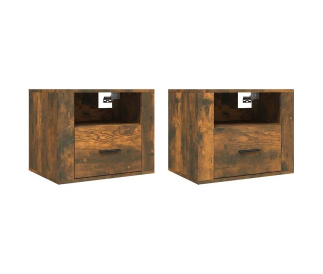 Vidaxl mesas de cabeceira parede 2 pcs 50x36x40 cm cor carvalho fumado