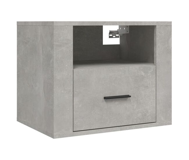 Vidaxl mesa de cabeceira de parede 50x36x40 cm cinzento cimento