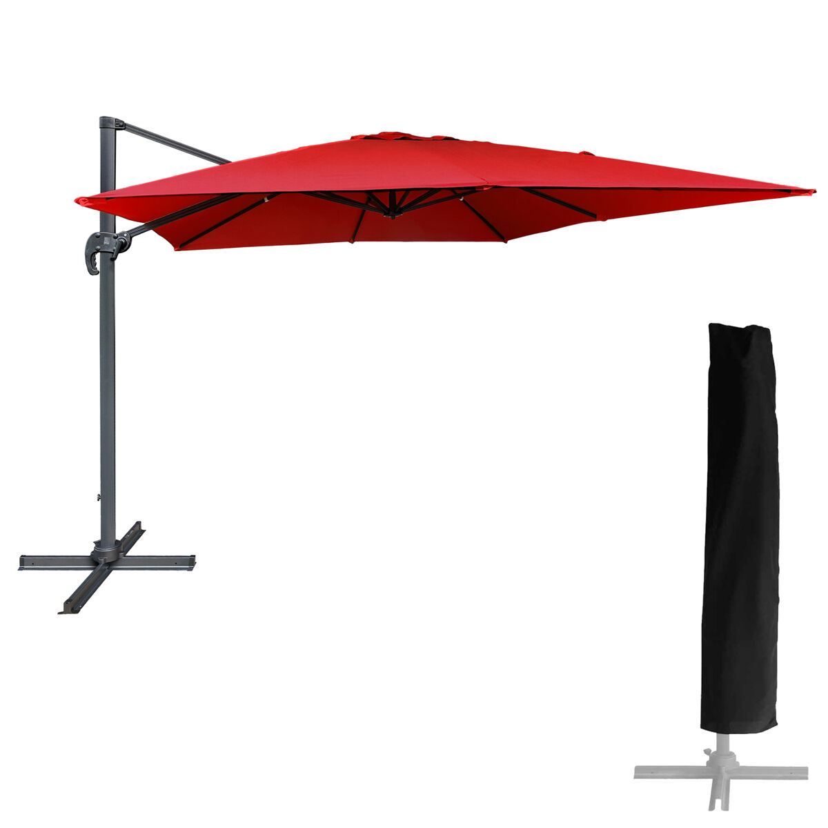 Sombrilla excéntrica con funda, 3x3m 300x300