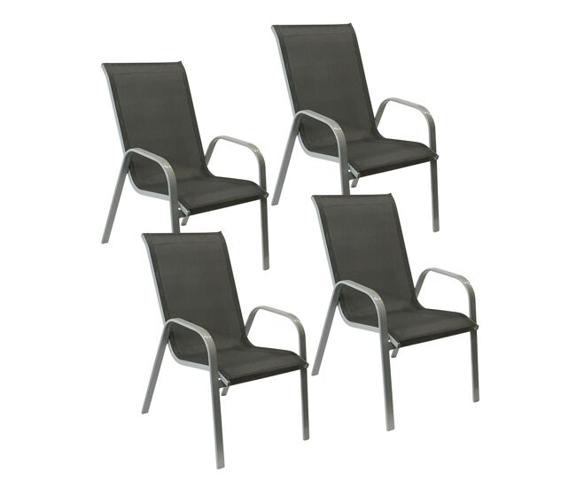 Lote de 4 sillas marbella en textileno gris - aluminio gris