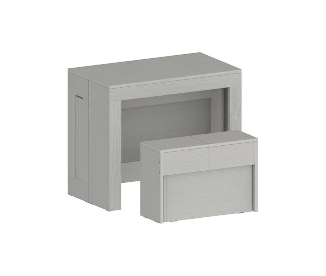 Conjunto de mesa e cadeiras com efeito madeira