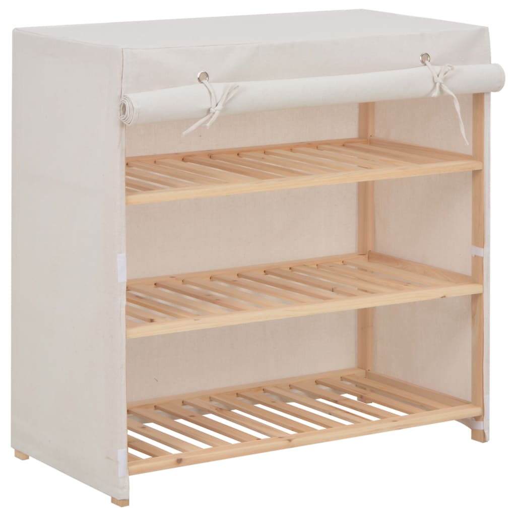 Vidaxl sapateira com cobertura 79x40x80 cm tecido branco