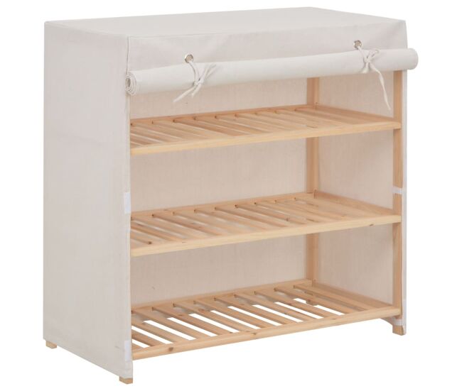 Vidaxl sapateira com cobertura 79x40x80 cm tecido branco