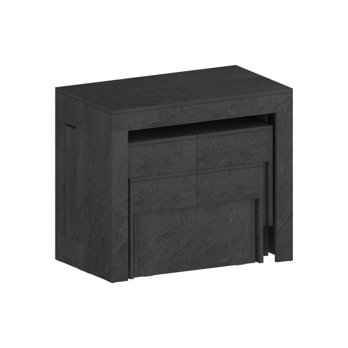 Conjunto de mesa e cadeiras com efeito madeira