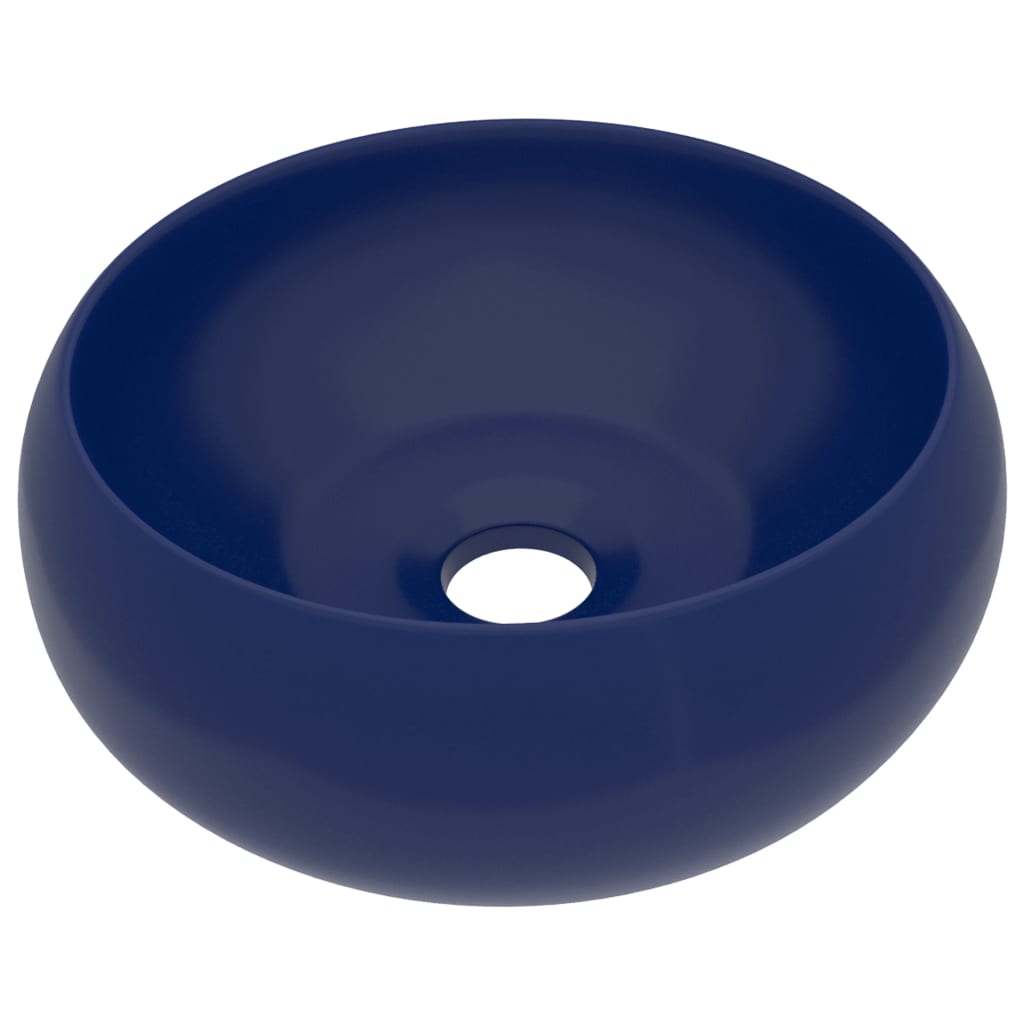 Vidaxl lavatório luxuoso redondo 40x15cm cerâmica azul-escuro mate