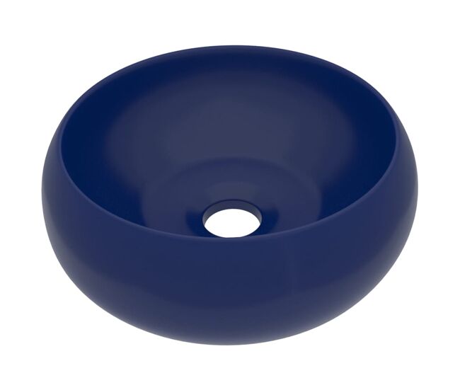 Vidaxl lavatório luxuoso redondo 40x15cm cerâmica azul-escuro mate