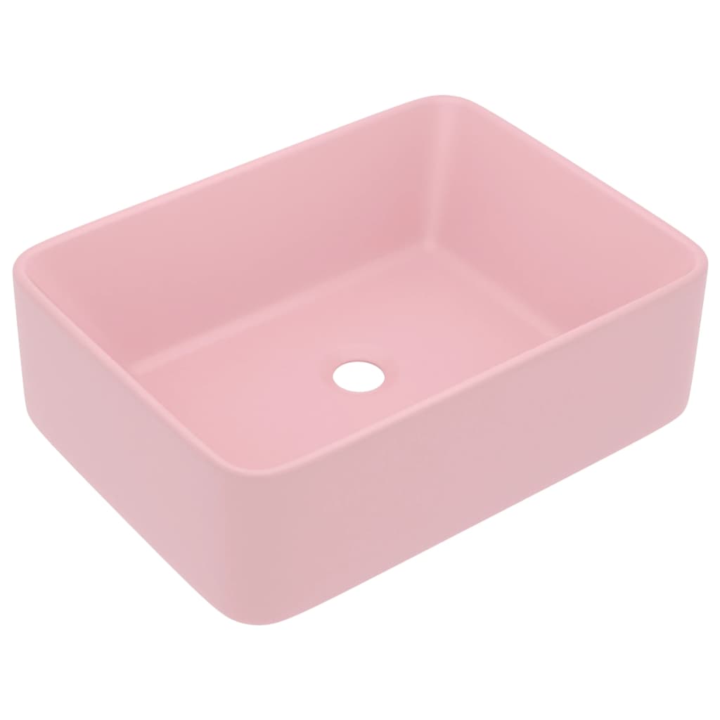 Vidaxl lavatório luxuoso 41x30x12 cm cerâmica rosa mate