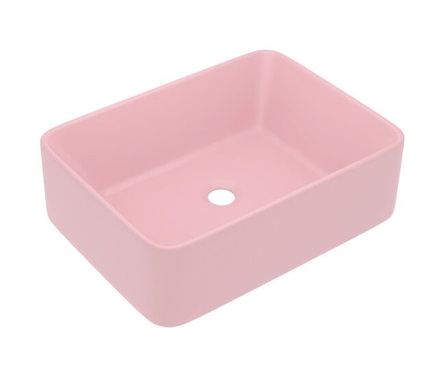 Vidaxl lavatório luxuoso 41x30x12 cm cerâmica rosa mate
