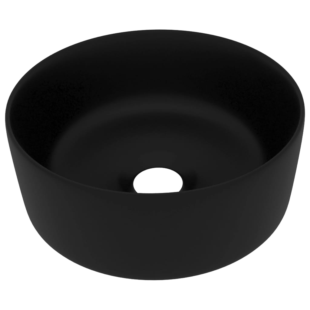 Vidaxl lavatório luxuoso redondo 40x15 cm cerâmica preto mate
