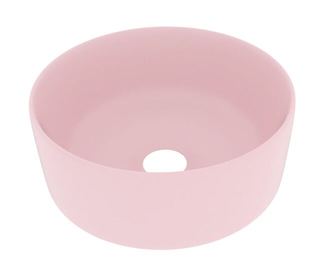 Vidaxl lavatório luxuoso redondo 40x15 cm cerâmica rosa mate