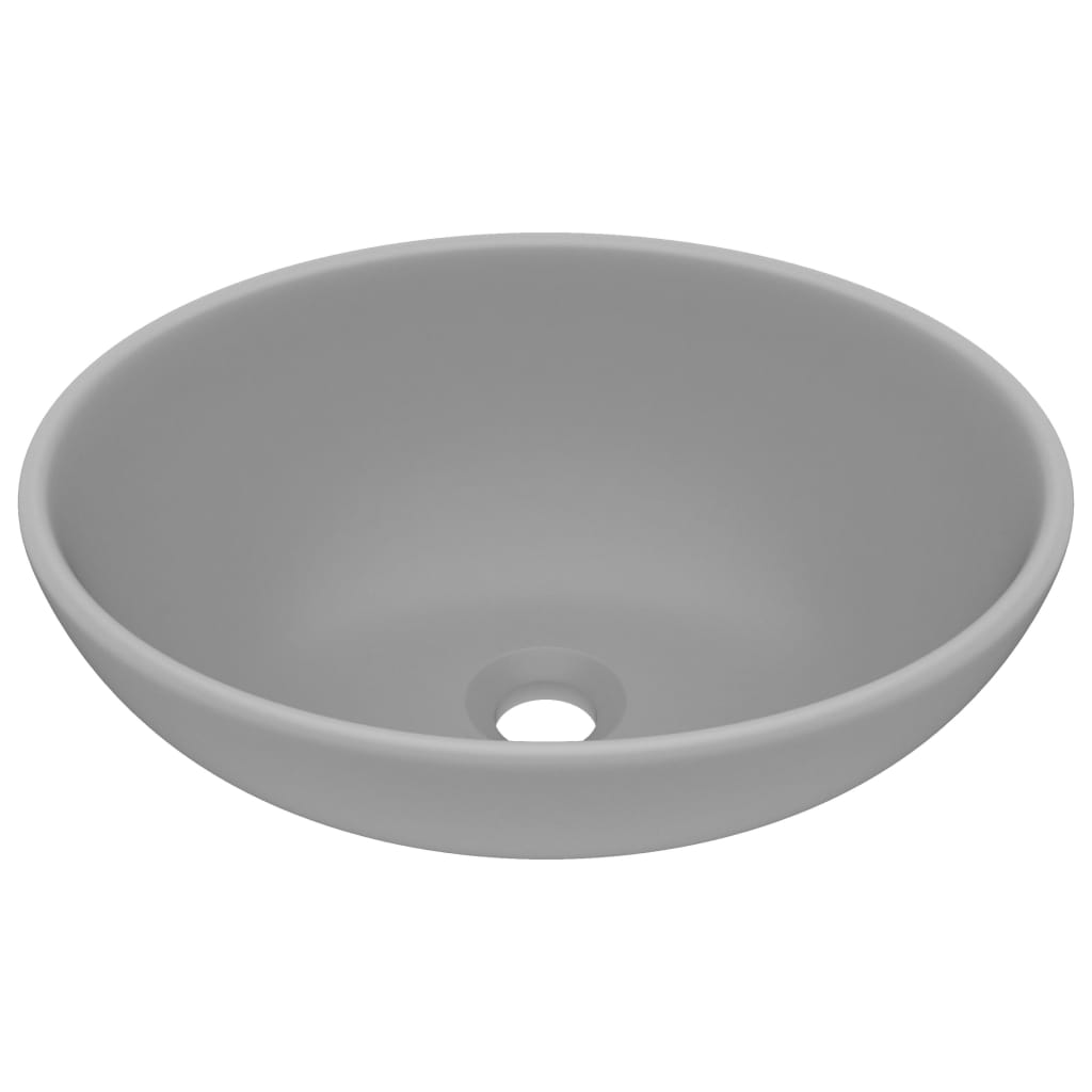 Vidaxl lavatório luxuoso oval 40x33cm cerâmica cinzento-claro mate