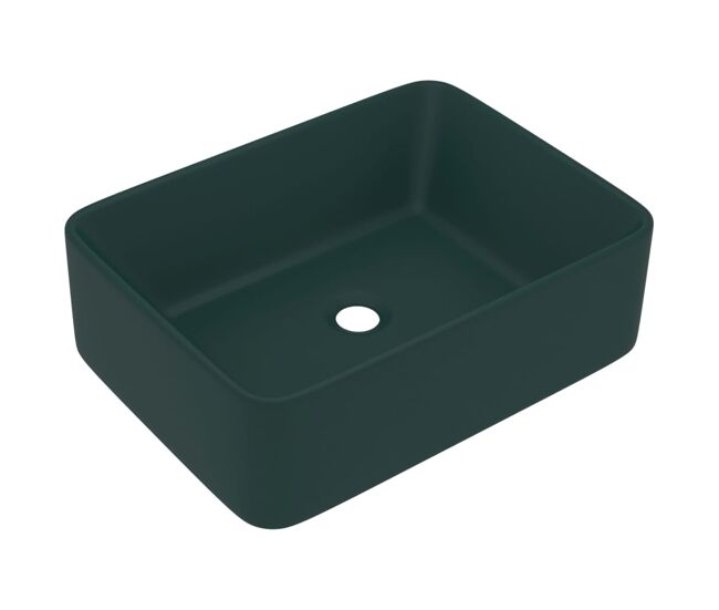Vidaxl lavatório luxuoso 41x30x12 cm cerâmica verde-escuro mate