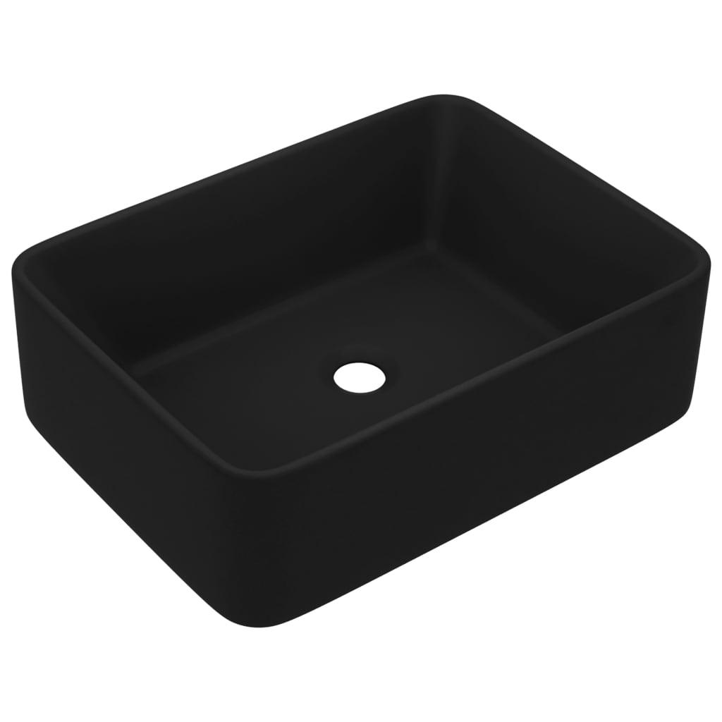 Vidaxl lavatório luxuoso 41x30x12 cm cerâmica preto mate