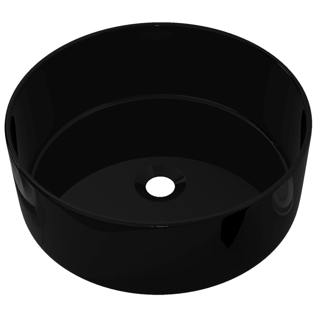 Vidaxl lavatório redondo em cerâmica preto 40x15 cm