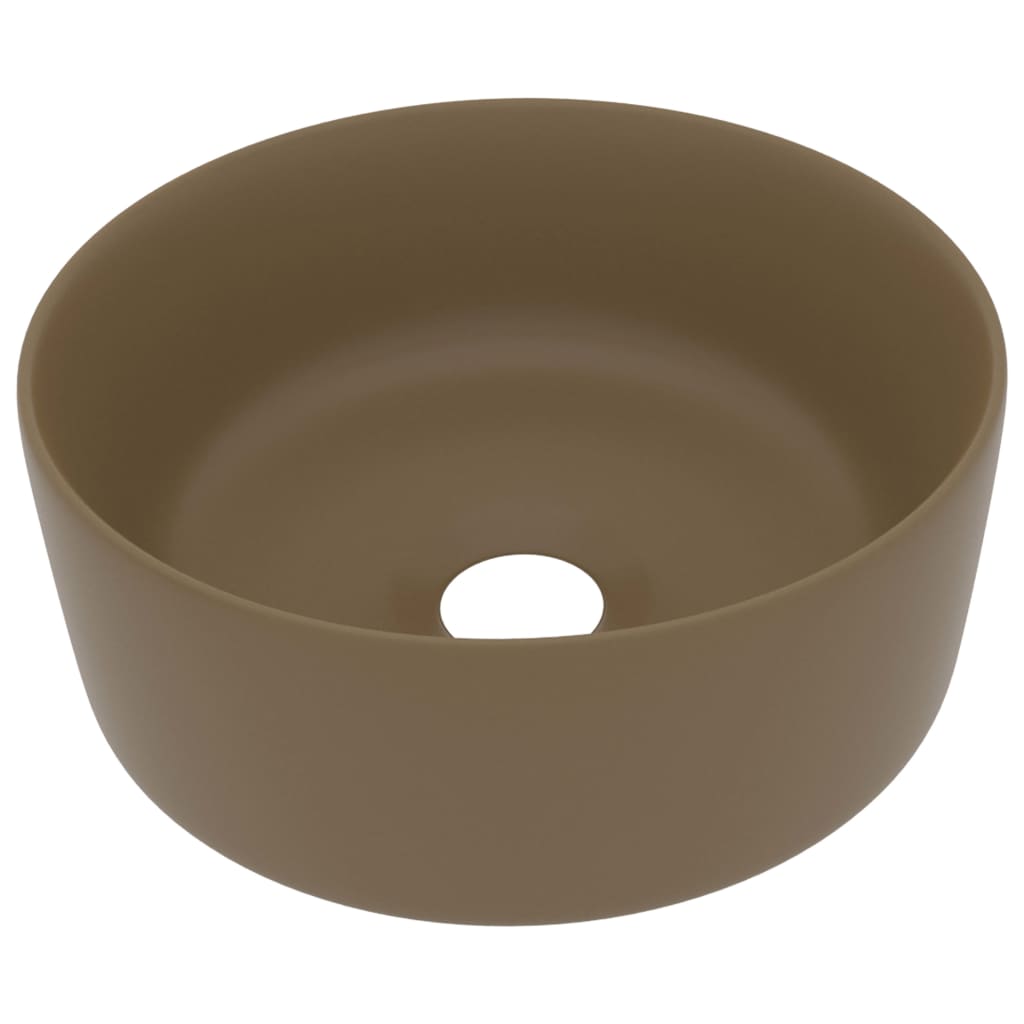 Vidaxl lavatório luxuoso redondo 40x15 cm cerâmica creme mate