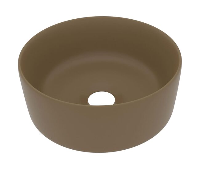 Vidaxl lavatório luxuoso redondo 40x15 cm cerâmica creme mate