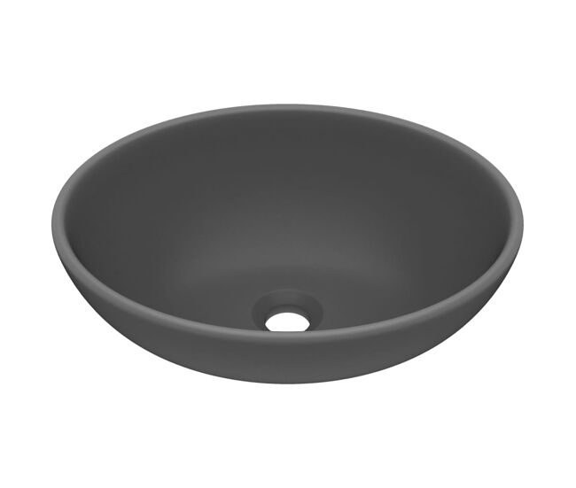 Vidaxl lavatório luxuoso oval 40x33cm cerâmica cinzento-escuro mate