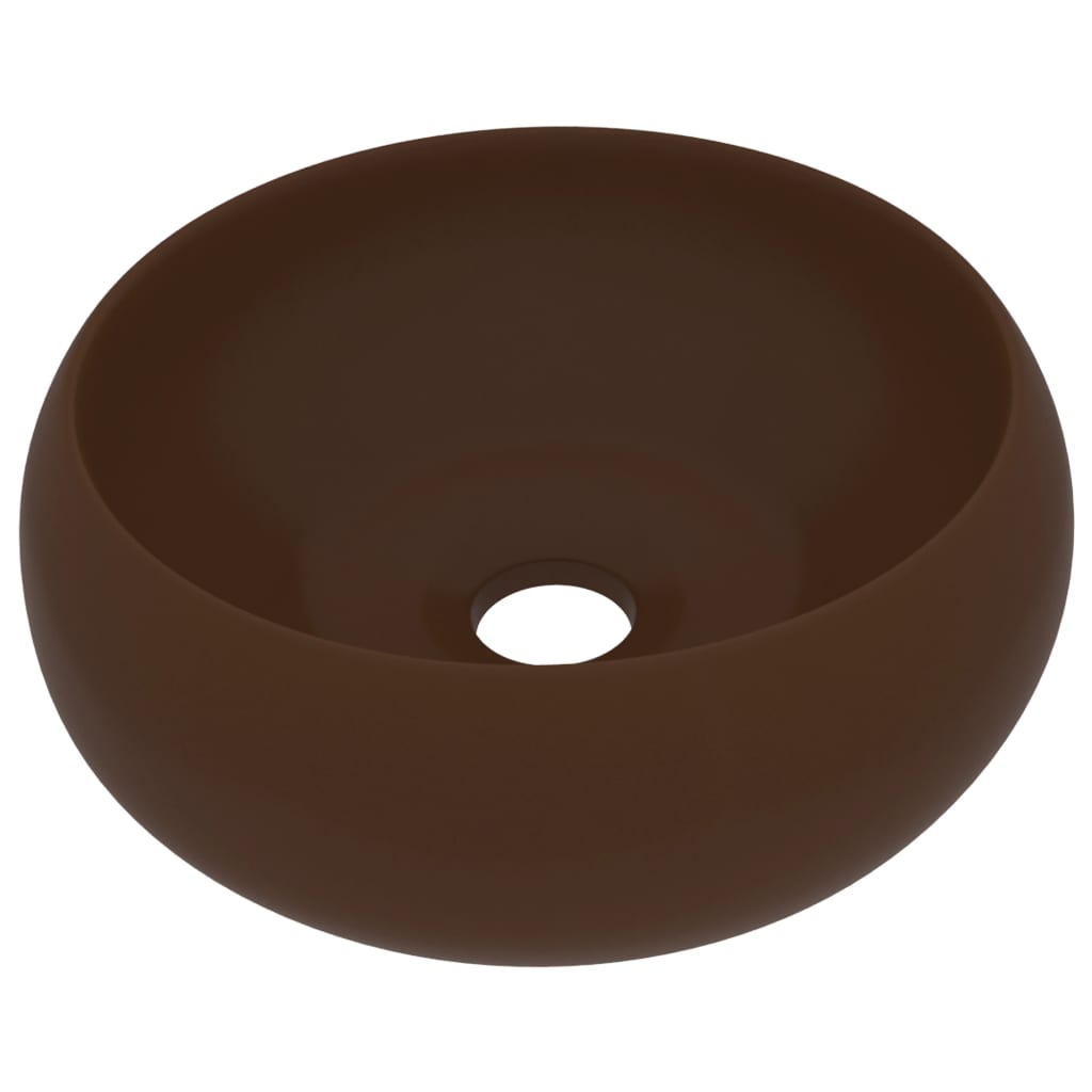 Vidaxl lavatório luxuoso redondo 40x15cm cerâmica castanho-escuro mate