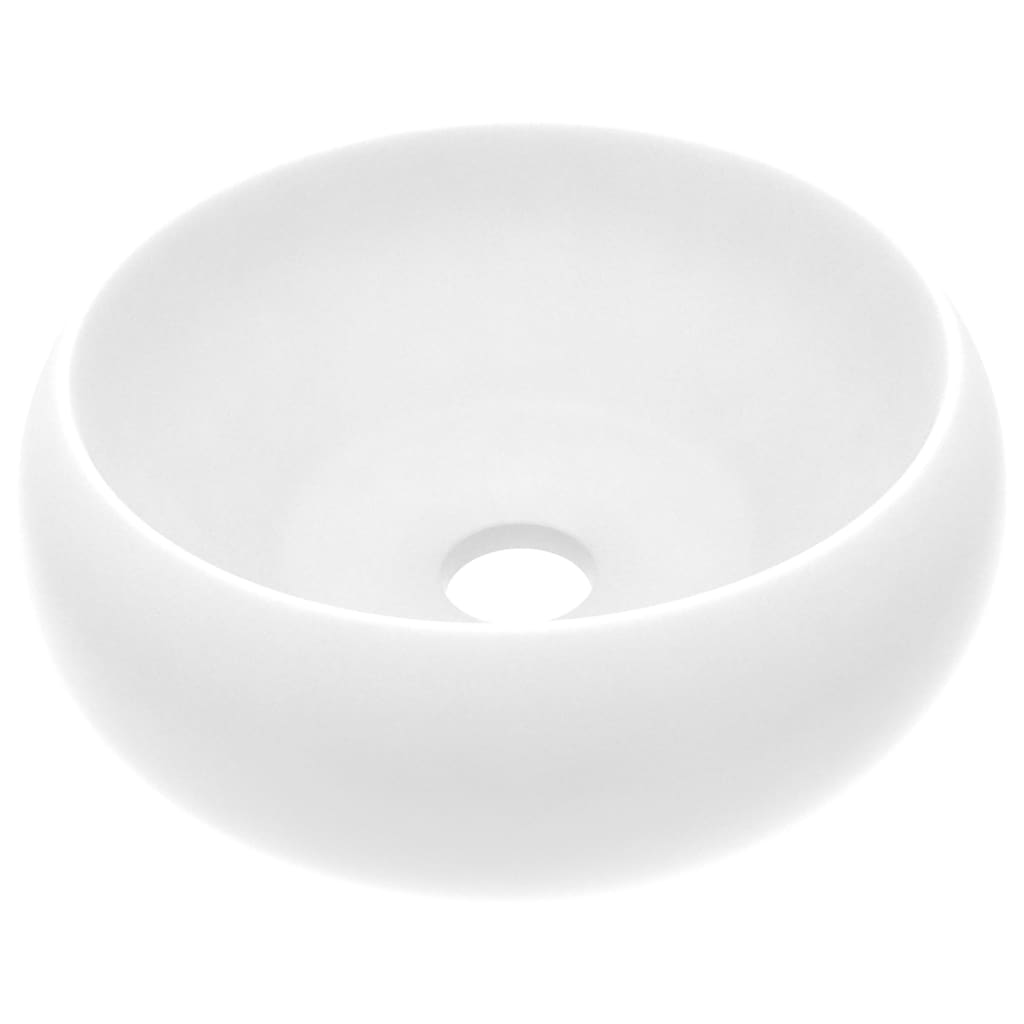 Vidaxl lavatório luxuoso redondo 40x15 cm cerâmica branco mate