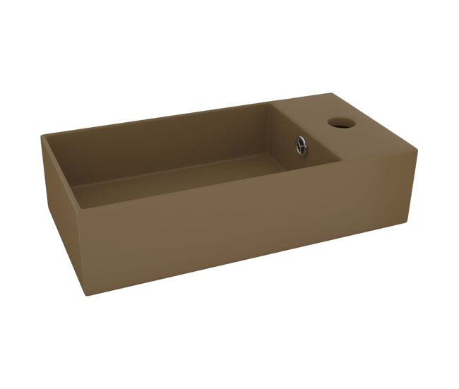 Vidaxl lavatório wc c/ extravasamento cerâmica creme mate