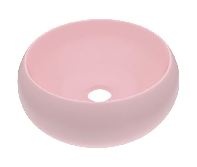 Vidaxl lavatório luxuoso redondo 40x15 cm cerâmica rosa mate