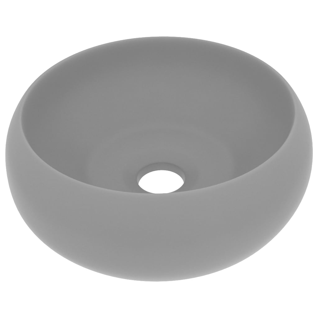 Vidaxl lavatório luxuoso redondo 40x15 cm cerâmica cinzento-claro mate