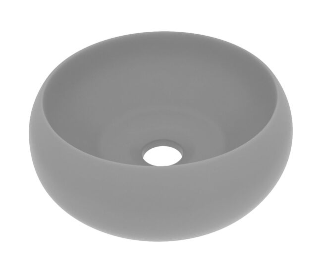 Vidaxl lavatório luxuoso redondo 40x15 cm cerâmica cinzento-claro mate
