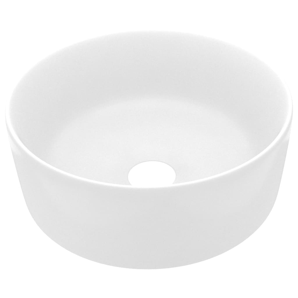 Vidaxl lavatório luxuoso redondo 40x15 cm cerâmica branco mate