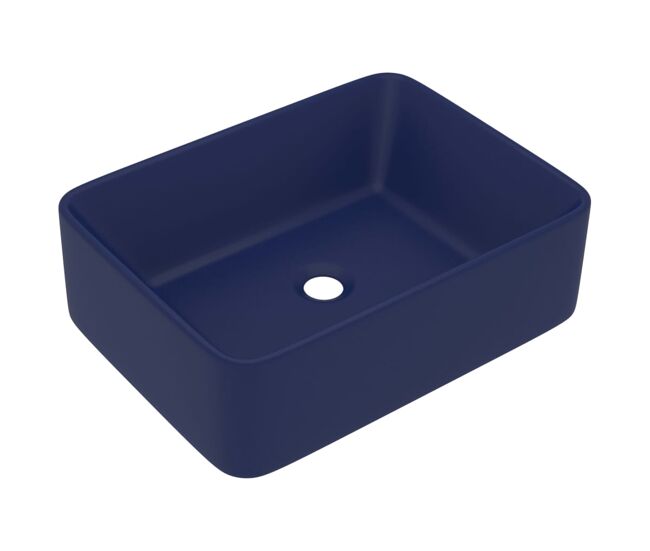 Vidaxl lavatório luxuoso 41x30x12 cm cerâmica azul-escuro mate