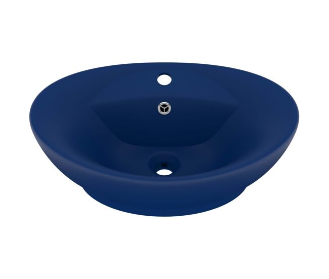 Vidaxl lavatório luxuoso oval 58,5x39 cm cerâmica azul-escuro mate