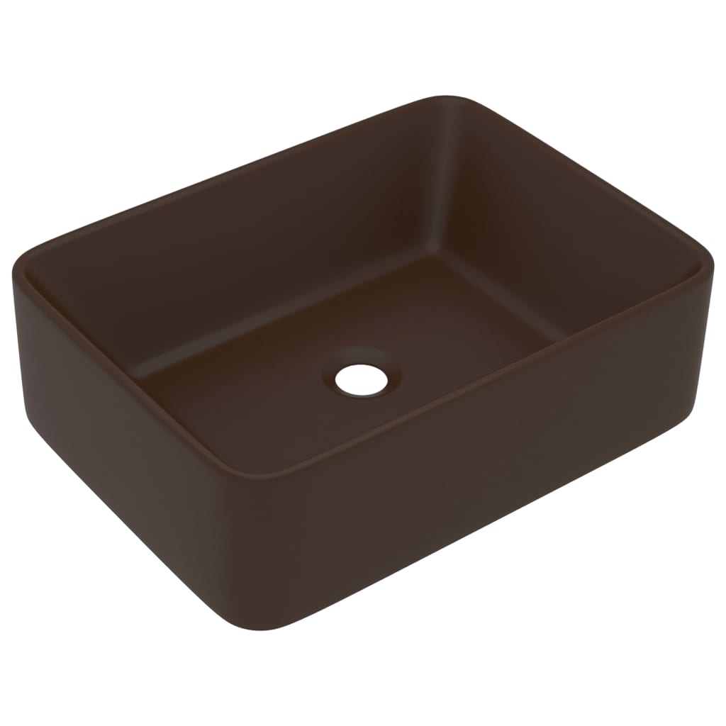 Vidaxl lavatório luxuoso 41x30x12 cm cerâmica castanho-escuro mate