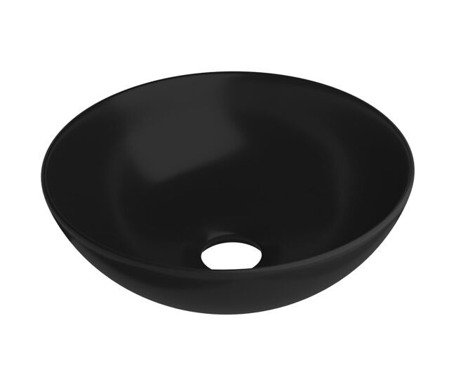 Vidaxl lavatório de casa de banho redondo cerâmica preto mate
