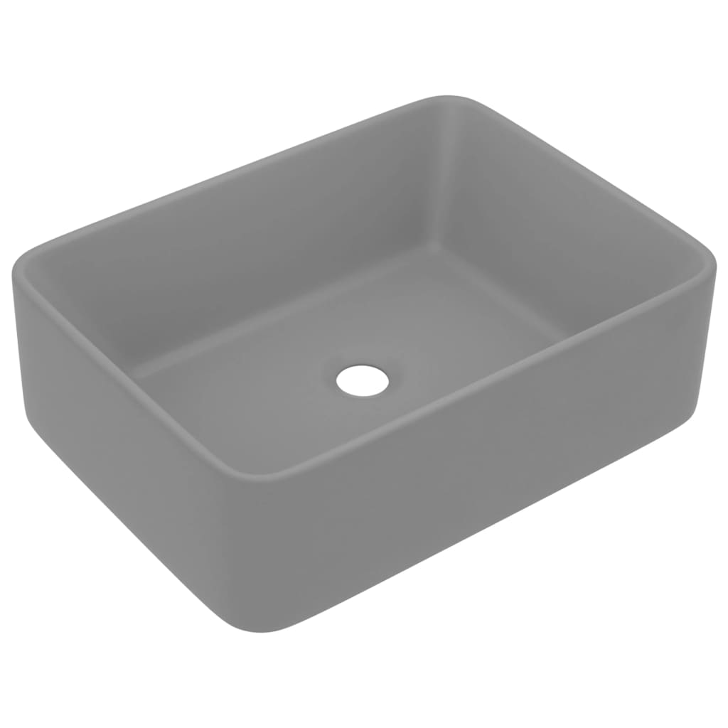 Vidaxl lavatório luxuoso 41x30x12 cm cerâmica cinzento-claro mate