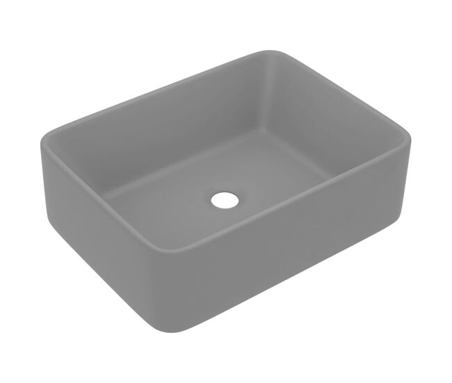 Vidaxl lavatório luxuoso 41x30x12 cm cerâmica cinzento-claro mate