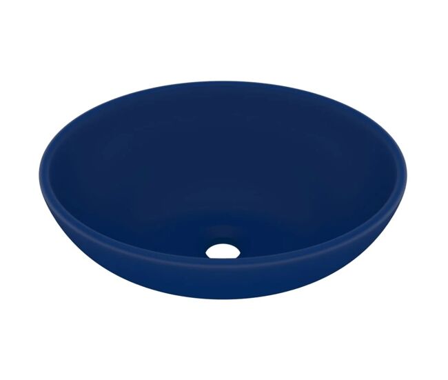 Vidaxl lavatório luxuoso oval 40x33cm cerâmica azul-escuro mate