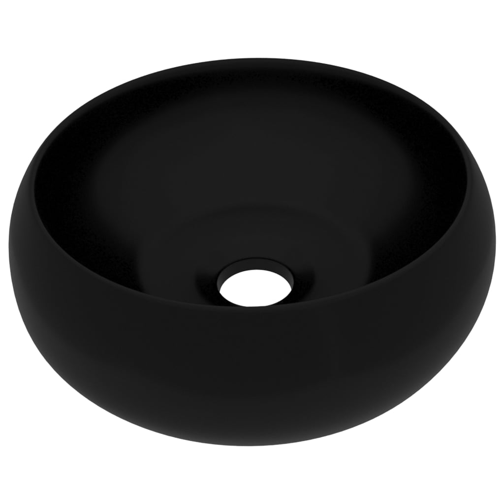 Vidaxl lavatório luxuoso redondo 40x15 cm cerâmica preto mate