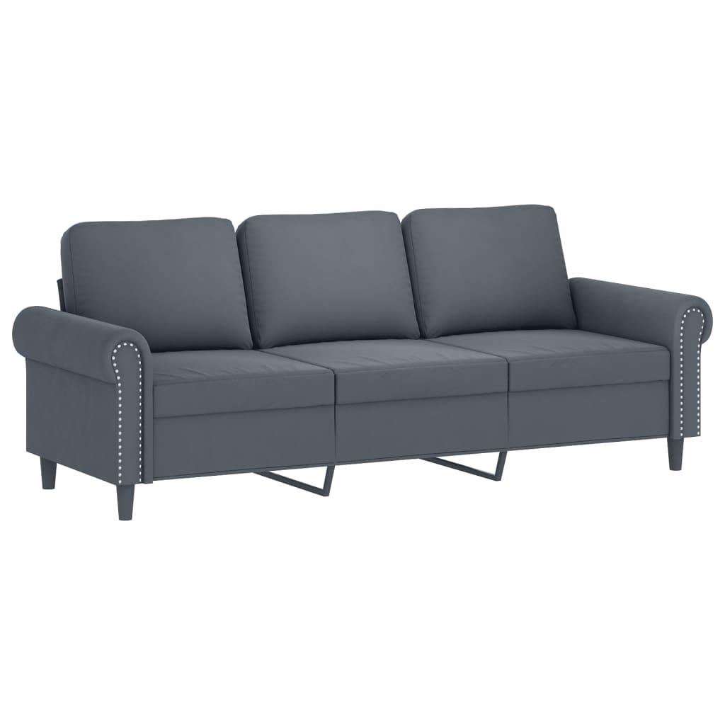 Vidaxl sofá de 3 lugares 180 cm veludo cinza-escuro