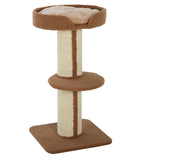 Pawhut arranhador para gatos altura 91 cm arranhador para gatos de 3 níveis com ninho plataforma e poste de sisal 45x45x91 cm marrom claro